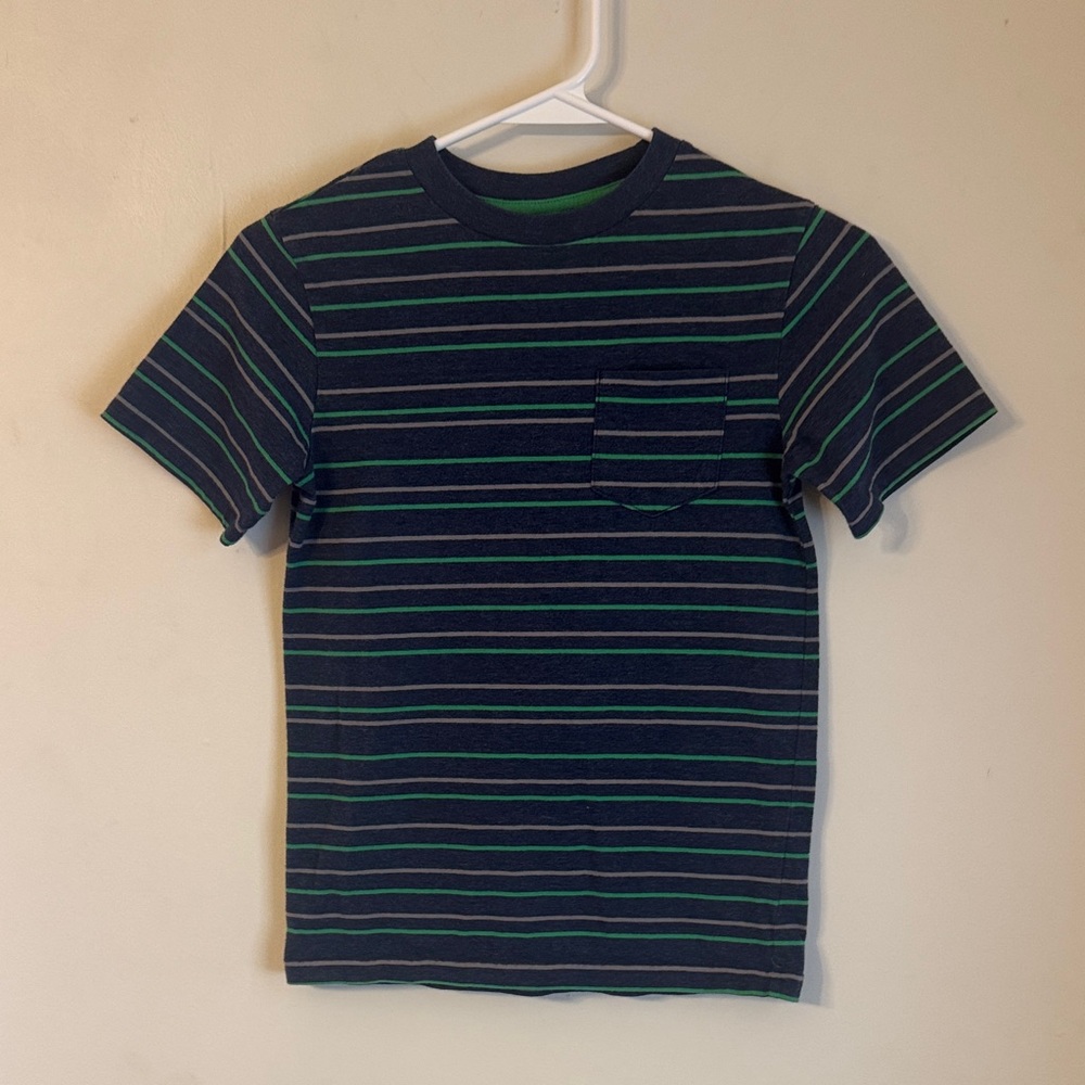 Circo Short Sleeve Tee with Navy and Green Stripes